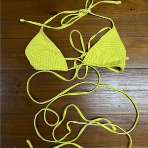 Frankie's Bikinis Neon Yellow Polka Dot Top